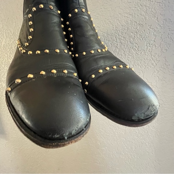 Gucci Golden Studded Black Chelsea Booties SZ 38.5 - Picture 6 of 10